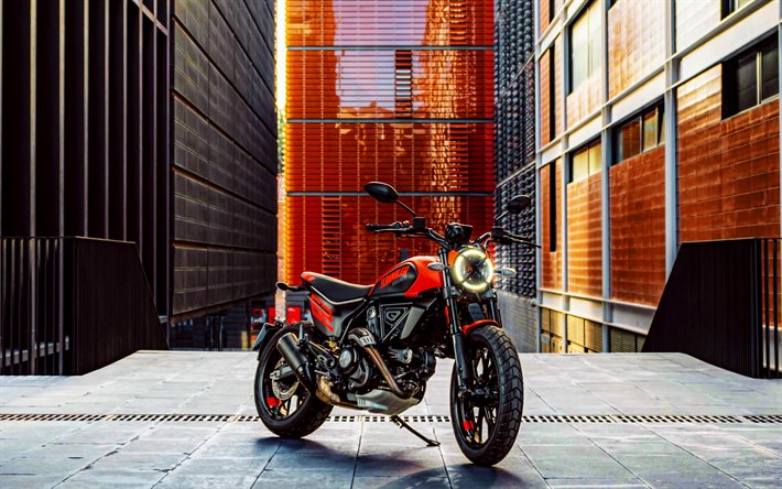 4k, Ducati Scrambler Full Throttle, cityscapes, 2023 bikes, superbikes, Red Ducati Scrambler, 2023 Ducati Scrambler Full Throttle, italian motorcycles, Ducati