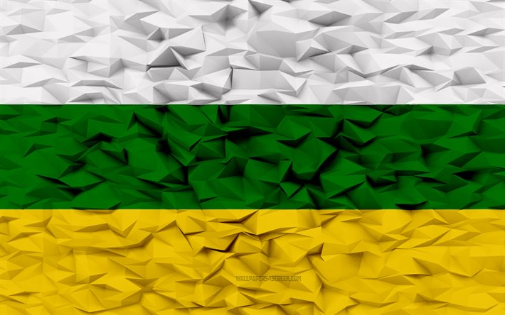 bandeira da huíla, 4k, departamentos da colômbia, fundo de polígono 3d, textura de polígono 3d, dia da huíla, 3d bandeira da huíla, símbolos nacionais colombianos, arte 3d, huíla, colômbia