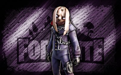 nitehar fortnite, 4k, violetter diagonaler hintergrund, grunge kunst, vierzehn tage, kunstwerk, nitehare haut, fortnite charaktere, nachthare, fortnite nitehare skin