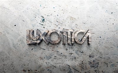 luxottica logotipo de pedra, 4k, fundo de pedra, luxottica logotipo 3d, marcas, criativo, logotipo da luxottica, arte grunge, luxottica
