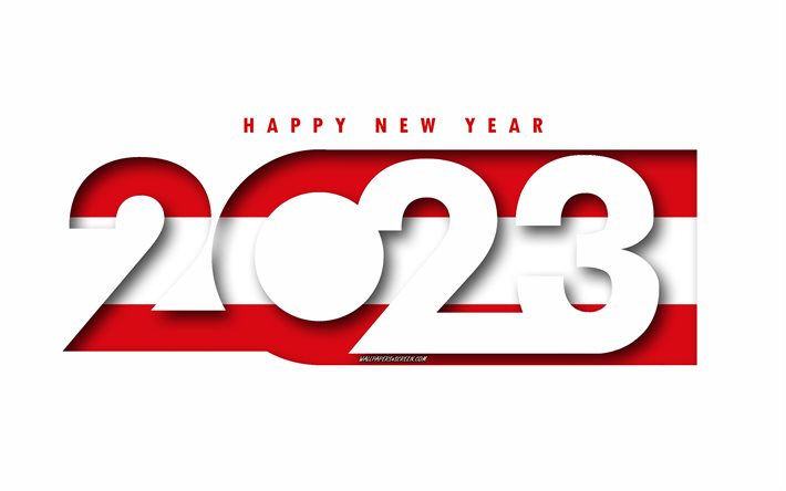 feliz ano novo 2023 áustria, fundo branco, áustria, arte mínima, conceitos da áustria 2023, áustria 2023, fundo da áustria 2023, 2023 feliz ano novo áustria