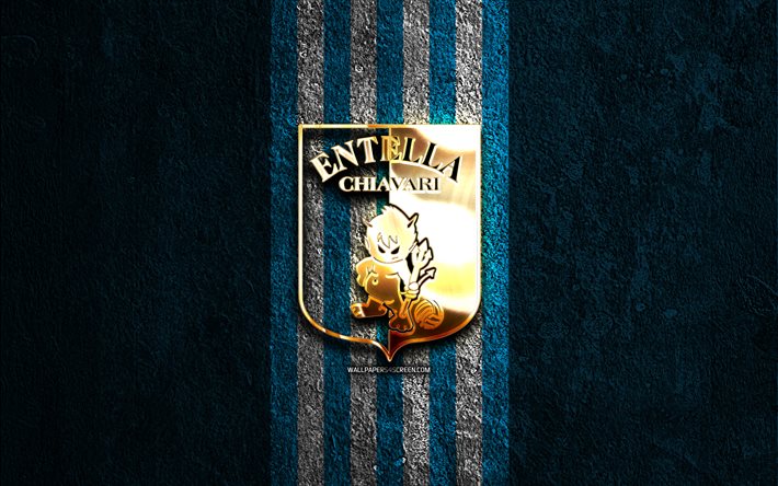 Descargar Logotipo Dorado De Virtus Entella, 4k, Fondo De Piedra Azul ...