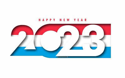 felice anno nuovo 2023 lussemburgo, sfondo bianco, lussemburgo, arte minima, concetti di lussemburgo 2023, lussemburgo 2023, sfondo del lussemburgo del 2023, 2023 felice anno nuovo lussemburgo