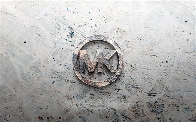 logo michael kors in pietra, 4k, sfondo di pietra, logo michael kors in 3d, marche, creativo, logo michael kors, arte del grunge, michael kors