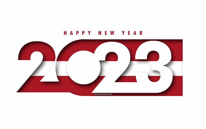 feliz año nuevo 2023 letonia, fondo blanco, letonia, arte mínimo, conceptos de letonia 2023, letonia 2023, fondo de letonia 2023, 2023 feliz año nuevo letonia