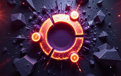 logotipo 3d do ubuntu, 4k, linux, fundo 3d roxo, emblema do ubuntu, logotipo do ubuntu, linuxubuntu, logotipo ubuntu 3d, ubuntu