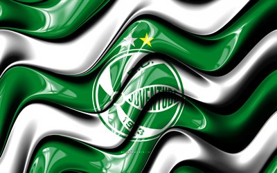 EC Juventude 3D logo, 4k, green white 3D waves, Brazilian Serie A, football, EC Juventude flag, creative, EC Juventude logo, EC Juventude, Brazilian football club, soccer, Juventude FC