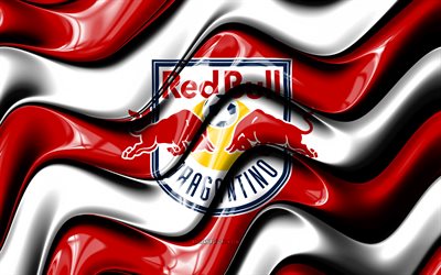 logotipo 3d do red bull bragantino, 4k, ondas 3d brancas vermelhas, série a brasileira, futebol, bandeira do cruzeiro, criativo, logotipo do red bull bragantino, red bull bragantino, clube de futebol brasileiro, rb bragantino, red bull bragantino fc