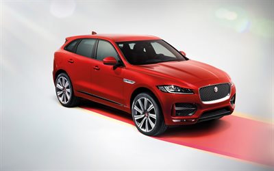 jaguar f-pace, 2017, punainen suv, jaguar, uusi auto