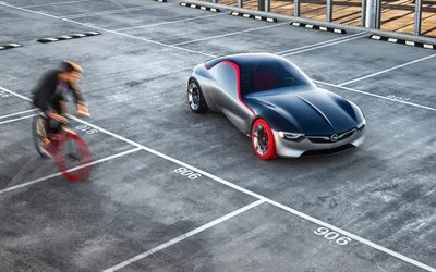 supercars, 2016, Opel GT Concepto, ciclista, aparcamiento