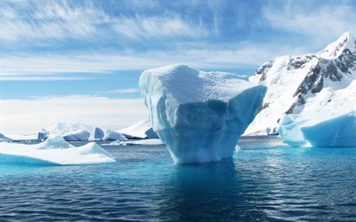 océano, témpanos de hielo, el hielo, la Antártida