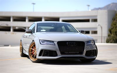 Audi RS7 Sportback, supercars, 2016 los coches, tuning, gris rs7, Audi