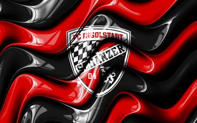 fc ingolstadt 04 3d logotyp, 4k, svarta röda 3d vågor, 3 liga, fotboll, fc ingolstadt 04 flagga, kreativ, fc ingolstadt 04 logotyp, fc ingolstadt 04, tysk fotbollsklubb, ingolstadt 04 fc