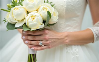 bukett vita pioner, brudbukett, brud med pioner, bröllopsbukett, vita blommor, brud, bröllop koncept, vita pioner, bröllop, pioner