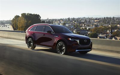 2026, mazda cx 90, 4k, framifrån, exteriör, vinröd mazda cx 90, nya mazda cx 90 2026, japanska bilar, mazda