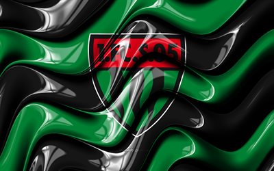 fc schweinfurt 05 3d logosu, 4k, siyah yeşil 3d dalgalar, 3 lig, futbol, fc schweinfurt 05 bayrağı, yaratıcı, fc schweinfurt 05 logosu, fc schweinfurt 05, alman futbol kulübü, schweinfurt 05 fc