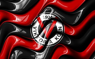 logo 3d dell'fc viktoria colonia, 4k, onde 3d rosse nere, 3liga, calcio, bandiera dell'fc viktoria colonia, creativo, logo dell'fc viktoria colonia, fc viktoria colonia, squadra di calcio tedesca, viktoria colonia fc