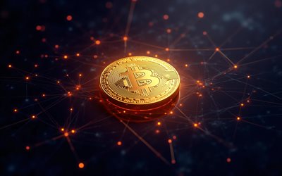 Bitcoin gold sign, 4k, cryptocurrency, Bitcoin gold coin, dark network background, Bitcoin sign, Bitcoin logo, Bitcoin