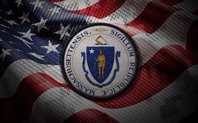 sceau du massachusetts, 4k, sceaux des états américains, drapeau américain, badge du massachusetts, usa, état du massachusetts, emblème du massachusetts, massachusetts
