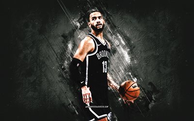 Tyrese Martin, Brooklyn Nets, American basketball player, white stone background, grunge art, NBA, USA, basketball, National Basketball Association