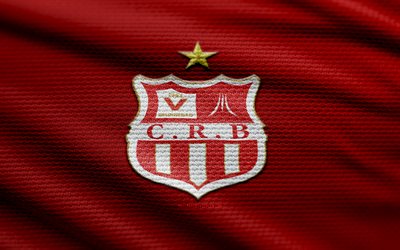 CR Belouizdad fabric logo, 4k, red fabric background, Algerian Ligue Professionnelle 1, bokeh, soccer, CR Belouizdad logo, football, CR Belouizdad emblem, CR Belouizdad, Indonesian football club, CR Belouizdad FC