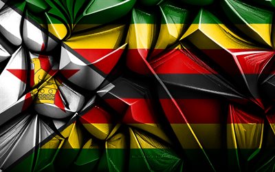 bandera de zimbabwe, 4k, textura creativa 3d, zimbabwe 3d flag, áfrica, arte 3d, zimbabue, bandera de países africanos