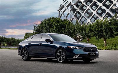 4k, Honda Accord Turbo Sport, CN-spec, 2025 cars, parking, Honda Accord, luxury cars, Honda Accord 11, Blue Honda Accord, 2025 Honda Accord, japanese cars, Honda