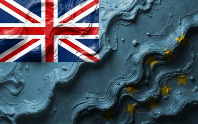 drapeau de tuvalu, 4k, texture des vagues de pierre, drapeau 3d tuvalu, océanie, drapeaux des pays de l'océanie, tuvalu