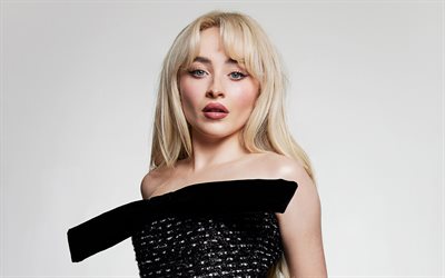 Sabrina Carpenter, 4k, black dress, american actress, movie stars, Hollywood, popular actress, beauty, american celebrity, Sabrina Carpenter photoshoot