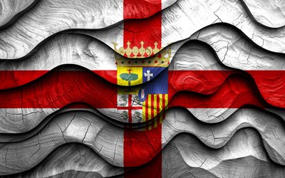 4k, Zaragoza flag, Provinces of Spain, wooden 3D waves flags, Day of Zaragoza, flag of Zaragoza, Spain, Zaragoza wooden flag, Europe, spanish provinces, Zaragoza