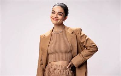 レイチェル・ゼグラー, 4k, 2025, アメリカの女優, 映画スター, 茶色の衣装, ブルネットの女性, ハリウッド, アメリカの有名人, 美しさ, レイチェル・ゼグラーの写真撮影