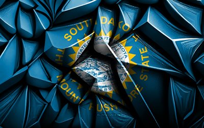bandera de dakota del sur, 4k, textura creativa 3d, bandera 3d de dakota del sur, eeuu, arte 3d, dakota del sur, bandera de estados americanos, bandera estatal de dakota del sur
