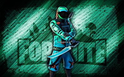 Wrath Kondor Fortnite, 4k, turquoise diagonal background, grunge art, Fortnite, artwork, Wrath Kondor Skin, Fortnite characters, Wrath Kondor, Fortnite Wrath Kondor Skin