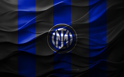 4k, Inter Milan logo, blue black 3d background, Serie A, Inter Milan emblem, Italian football team, Inter Milan flag, 3d texture, Italy, Inter Milan FC, football, soccer, Inter Milan, Internazionale