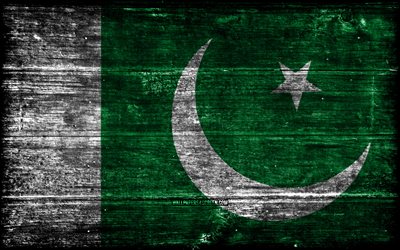 Pakistan wooden flag, 4k, wooden grunge flags, Asian countries, flag of Pakistan, Day of Pakistan, Asia, Pakistani flag, Pakistan, Pakistani national symbols, Pakistan flag
