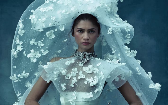 zendaya coleman, 4k, retrato, actriz americana, sesión de fotos, dolce gabbana, vestido blanco, zendaya maree stoermer coleman, estrella americana, sesión de fotos de zendaya