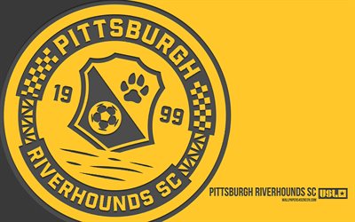 Pittsburgh Riverhounds SC logo, 4k, yellow background, carbon art, USL, Pittsburgh Riverhounds SC emblem, American soccer club, United Soccer League, USA, Pittsburgh Riverhounds SC, football, Pittsburgh Riverhounds, soccer, USL Championship