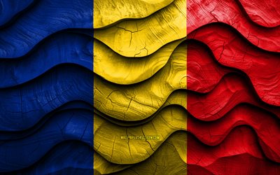4k, rumänsk flagga, europeiska länder, trä 3d  vågor flaggor, rumandagen, rumaniflagg, rumänien träflagga, europa, rumänska nationella symboler, rumänien flagga, rumänien
