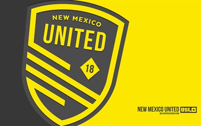 logotipo de new méxico united united, 4k, fondo amarillo, arte de carbono, usl, emblema unido de nuevo méxico, american soccer club, league de fútbol unido, eeuu, nuevo méxico unido fc, fútbol americano, united de nuevo méxico, fútbol, campeonato usl
