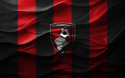 4k, afc bournemouth logo, roter schwarzer 3d  hintergrund, premier league, afc bournemouth emblem, englische fußballmannschaft, afc bournemouth flag, 3d  textur, england, afc bournemouth, fußball, bournemouth