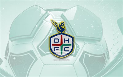 daejeon hana ciudadano logotipo brillante, 4k, fondo de fútbol verde, k liga 1, fútbol, daejeon hana citizen, club de fútbol surcoreano, daejeon hana citizen emblema, daejeon hana logotipo ciudadano, daejeon hana citizen fc