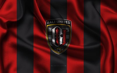 4k, Bali United FC logo, red white silk fabric, Indonesian football team, Bali United FC emblem, Liga 1, Bali United FC, Indonesia, football, Bali United