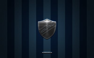 logo bolivar del club, bolivia football club, divisione bolivia professionale, sfondo di carbonio blu, emblema bolivar del club, calcio, club bolivar, bolivia, bolivar fc, bolivar