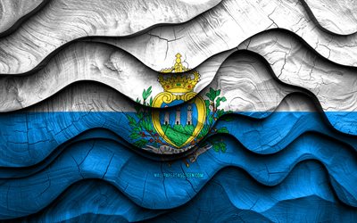 4k, san marino  flagga, europeiska länder, trä 3d  vågor flaggor, san marino, san marino träflagga, europa, san marino nationella symboler