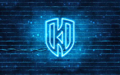 Al-Okhdood neon logo, 4k, blue brickwall, Saudi Pro League, soccer, Al-Okhdood logo, football, Al-Okhdood emblem, Al-Okhdood Club, Saudi football club, Al Okhdood Club, Al Okhdood logo, Al-Okhdood FC
