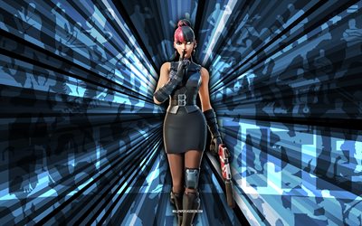 4k, kor, fondo de rayos azules, piel kor, kor fortnite, arte abstracto, piel fortnite kor, personajes fortnite, fortnite, arte creativo