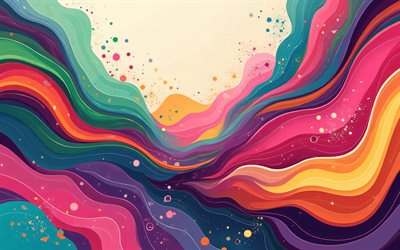 ondas abstractas coloridas, 4k, curvas abstractas, arte retro, abstracción colorida, fondo ondulado abstracto, ondas abstractas, fondos abstractos