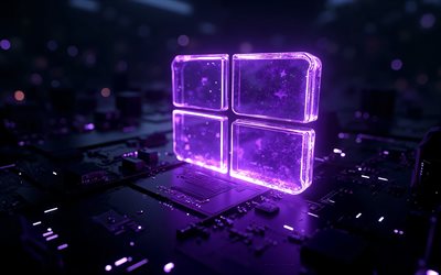 logotipo roxo 3d do windows 11, 4k, sinal do windows 11, logotipo da silhueta do windows 11, logotipo do windows 11, emblema roxo brilhante do windows 11, janelas 11, luz neon roxa, fundo de tecnologia preta, logotipo do windows, windows