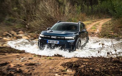 4k, dacia bigster journey hybride g 4x4, extrême, hors route, 2026 voitures, croisements, voiture dans la rivière, spécification ue, dacia bigster, extérieur, dacia bigster 2026, voitures roumaines, dacia