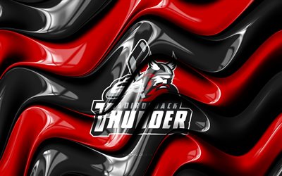 logo 3d du tonnerre des adirondacks, 4k, vagues 3d rouges noires, echl, hockey, drapeau du tonnerre des adirondacks, créatif, logo du tonnerre des adirondacks, emblème du tonnerre des adirondacks, équipe américaine de hockey, tonnerre des adirondacks